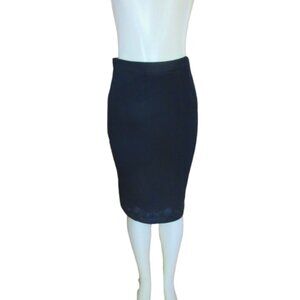Vintage St John Black Knit Pencil Skirt W/ Embroidered & Beaded Hem Size 4